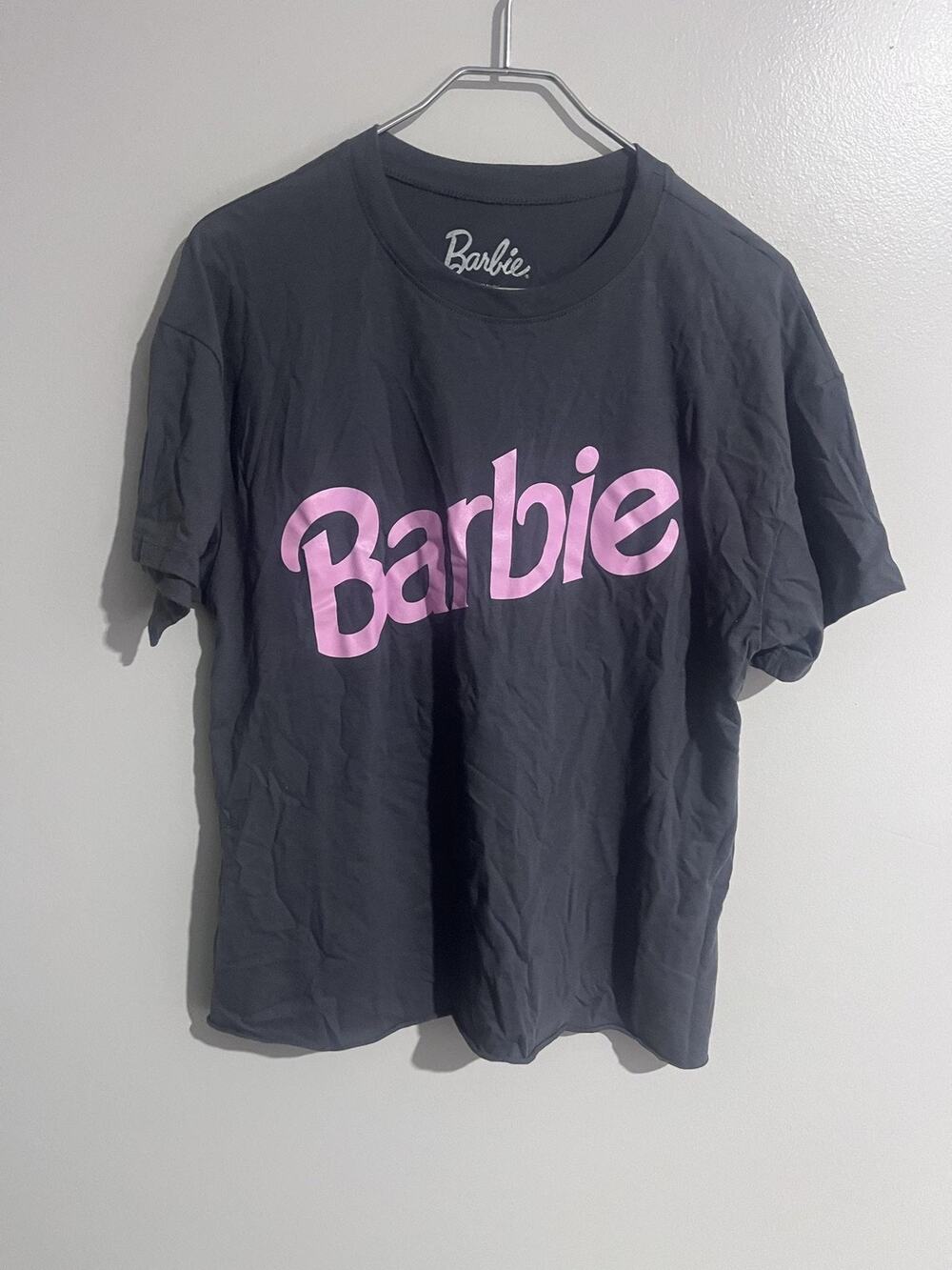 Barbie T-Shirt Womens XL Black Crew Neck Short Sleeve Relaxed Basic Logo